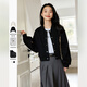 梵希蔓簡(jiǎn)約棒球服外套女春新款設計感寬松短款立領(lǐng)夾克上衣 黑色 L