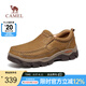 駱駝（CAMEL）男鞋新款韌磨砂牛皮止滑耐磨樂(lè)福套腳經(jīng)典休閑皮鞋男 G13A307157古銅色 41