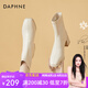 達(dá)芙妮（DAPHNE）短靴女瘦瘦靴秋冬季法式粗跟中跟英倫風(fēng)百搭品牌女靴子2025新款 米白色-加絨 38 (240mm) 標(biāo)準(zhǔn)碼