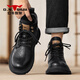 公牛世家男鞋秋冬新款復古英倫馬丁靴男士時(shí)尚百搭工裝靴中高幫系帶皮靴