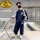 G.DUCKKIDS男童秋裝套裝2025新款兒童衛(wèi)衣加絨時(shí)髦男孩運(yùn)動(dòng)衣服加厚秋冬裝潮 藏青色 套裝 160