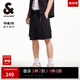 杰克·瓊斯（JACK&JONES）男裝25年速干工裝短褲男士夏季外穿潮流寬松五分褲沙灘短褲大褲衩 E40黑色 S (170)