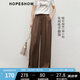 紅袖垂感寬松休閑褲2025夏季新款女裝系帶松緊腰直筒拖地顯瘦百搭長褲 咖啡037 M
