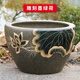 晟煦雕刻景德鎮仿古陶瓷魚(yú)缸養金魚(yú)缸碗睡蓮花盆荷花缸烏龜缸書(shū)畫(huà)缸 雕刻墨綠荷 63x63x42cm 直徑63cm高42cm