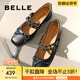 百麗（Belle）蝴蝶瑪麗珍鞋女商場同款晚晚鞋時尚單鞋B4X1DCQ4 黑色 36 (230mm)