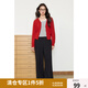 獨束【雙旦系列】大碼女裝胖mm紅色上衣時尚洋氣V領(lǐng)長袖毛針織衫 磚紅色 XL (尺碼：3)