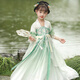芭米諾漢服女童夏款超仙連衣裙小女孩唐裝夏裝古風(fēng)兒童古裝 綠色 160