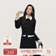 歐時(shí)力OCHIRLY 澳大利亞進(jìn)口美麗諾羊毛香風(fēng)針織外套女士高級(jí)感 黑灰 S