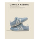 CAMILA KSENIA板鞋女士2025新款夏季百搭休閑運(yùn)動(dòng)鞋真皮品牌復(fù)古德訓(xùn)鞋子平底鞋 海鹽藍(lán) 37