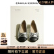 CAMILA KSENIA單鞋子2025新款時尚拼接女法式淺口拼色休閑平底豆豆鞋 銀色 37