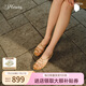 73Hours女鞋堿水結(jié)2025夏季新品平底圓頭純色羅馬涼鞋漁網(wǎng)鞋