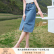 香影牛仔半身裙女2025夏裝新款復(fù)古中長(zhǎng)款裙子修身顯瘦高腰直筒裙 牛仔藍(lán) M