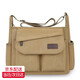 戰舵2025新款男士加厚帆布單肩包斜挎包休閑出差旅行包耐磨工具包收錢(qián) 卡其色