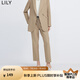 LILY春新款女裝都市通勤商務(wù)垂墜感顯瘦九分褲小腳西式休閑褲 707淺咖啡 L