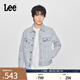 Lee商場(chǎng)同款25新品標(biāo)準(zhǔn)版翻領(lǐng)磨邊設(shè)計(jì)淺藍(lán)色男牛仔夾克外套休閑 淺藍(lán)色 L