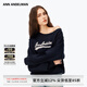 ANN ANDELMAN【明星同款】發(fā)泡印花斜領單肩衛(wèi)衣女套頭露肩上衣 寶藍色 M