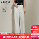 艾諾絲雅詩【商場同款】2025夏季新品長絨棉闊腿牛仔褲高腰白色褲子40423236 白色 M