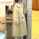 凌卡戚牛角扣大衣女2024新款毛呢外套中長款冬小個子韓系溫柔大衣感 淺黃色(內袒加棉) M