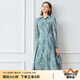 顏域復(fù)古氣質(zhì)襯衫裙2025早春新款通勤百搭簡(jiǎn)約中長(zhǎng)款長(zhǎng)袖連衣裙女 藍(lán)花 M