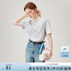 范思藍(lán)恩夏季少女蝴蝶結(jié)刺繡通勤短袖T恤女2024新款寬松簡約百搭上衣女t恤 淺灰色 L