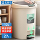 五月花手按腳踏式垃圾桶12L米色帶蓋鎖味辦公宿舍衛(wèi)生間家用垃圾桶