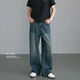 查佰倫 CHELDBAILANNC牛仔褲男2025秋冬季半橡筋腰美式復古牛仔褲男寬松直筒闊腿長(cháng)褲子 復古藍 XL