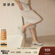 莎莎蘇[小金珠]2025年秋季新款百搭增高瑪麗珍鞋紅色漆皮舒適單鞋 灰白色 36