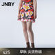 江南布衣（JNBY）春秋季女裝半身裙A字收腰涂鴉撞色印花女5O2D10170 949/紅黑系組合 L