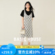 百家好（Basic House）Basic House/百家好波嬉風(fēng)蕾絲吊帶假兩件設(shè)計感2025夏新款連衣裙 黑色 L