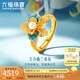 六福珠寶足金空谷幽蘭珍珠透窗蘭花鎏彩工藝黃金戒指 計(jì)價(jià) F21G0030DS 4.02克(含工費(fèi)876元)