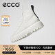 愛步（ECCO）休閑鞋女 時尚百搭防水高幫牛皮鞋 街頭860403 白色/灰白色86040352292 37