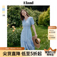 ELAND衣戀連衣裙女純棉V領收腰顯瘦魚尾薄款舒適長裙2024夏季新款 深藍色(47)M/Blue L 170