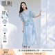 香影高級感套裝女夏季2025新款萊賽爾天絲半身裙藍色慵懶風兩件套 藍色 M 160/84A/95-110斤