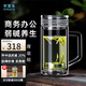 水宜生玻璃杯帶手柄雙層泡茶杯辦公杯高檔商務(wù)水杯透明水晶弱堿性帶把手 380ml