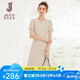 經(jīng)典故事（JANE STORY）經(jīng)典波點(diǎn)連衣裙女夏季2024新款高級(jí)感氣質(zhì)長(zhǎng)裙收腰荷葉邊大擺裙 杏黑波點(diǎn) L