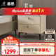 慕思（de RUCCI）床頭柜 簡約臥室家具巖板儲物柜皮質(zhì)軟包收納柜抽屜柜子 月光白-巖板皮質(zhì)床頭柜 510*420*505mm