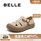 百麗時尚編織風(fēng)羅馬涼鞋2025新款夏商場透氣休閑鞋D6T1DBK5 米色 36