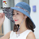 啄木鳥(niǎo)帽子女夏天大檐遮臉戶(hù)外時(shí)尚中老年人雙面漁夫帽防曬遮陽(yáng)太陽(yáng)帽子 民族風(fēng)雙面（藏青） 均碼可折疊