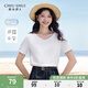 秋水伊人基礎(chǔ)簡(jiǎn)約V領(lǐng)純棉T恤2025年夏季新款女通勤休閑風(fēng)百搭上衣 本白 M