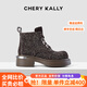 CHERY KALLY【幽藍星辰】爆款復古馬丁靴女士2025新款棕色英倫風厚底短靴子 咖啡色 Coffee 37