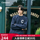 COVERNAT潮牌衛(wèi)衣 寬松圓領(lǐng)衛(wèi)衣男 24秋季新品衛(wèi)衣女 C標(biāo)情侶款長袖套頭衫 色素藍(lán)色 S (165)