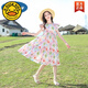 G.DUCKKIDS女童連衣裙夏季碎花2025新款洋氣女孩純色裙子夏裝大童兒童公主裙 粉色 170 cm(170cm)