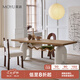 莫語麥兜餐桌原創(chuàng)設(shè)計(jì)法式奶油風(fēng)實(shí)木餐桌椅組合原木色書桌 臺(tái)面白蠟?zāi)救珜?shí)木【1.6米】
