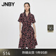 江南布衣（JNBY）春夏連衣裙音符線條印花高腰大裙擺設計感寬松中長款女5N4G13370 853/雜桔 M