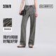 森馬（Semir）森柔牛仔|牛仔褲女抓毛舒暖顯瘦拖地褲2024冬新款闊腿褲港風(fēng)復古 牛仔淺灰28201-新品 四季款 M