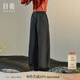 日著(zhù)（rizhuo）設計師女裝2025年秋季新款休閑運動(dòng)高腰闊腿彈力棉長(cháng)褲子 拂黑 XL