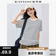 佐丹奴航海系女純棉條紋撞色寬松落肩圓領(lǐng)短袖T恤女13325316
