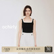 歐時(shí)力OCHIRLY 桑蠶絲針織背心兩件套女上衣修身透氣夏季新品 黑色 L