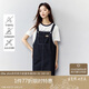 茵曼復(fù)古學(xué)院牛仔背帶裙女2025夏季新款時(shí)尚直筒連衣裙 深牛仔藍(lán)  M