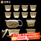 金鑲玉功夫茶具整套裝陶瓷茶壺送人禮品盒高檔羊脂玉白瓷 山水描金13頭